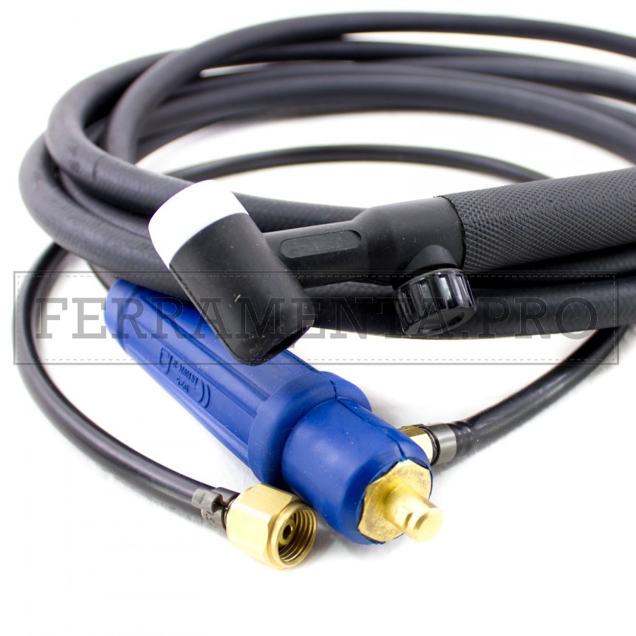Torcia WP-17V-gas raffreddato per saldatura TIG con cavo da 4 mt rapido 35/50
