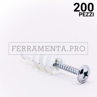 200 pezzi TASSELLO in NYLON con VITE PER CARTONGESSO DRIVA NYLON AUTOPERFORANTE