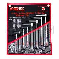 KIT 8 CHIAVI a T 3 TESTE MASCHIO ESAGONALI con ASTA SCORREVOLE CHROME VANADIUM