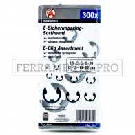 KIT ASSORTIMENTO E-CLIP FERMO METRICHE da 300 PEZZI 1,5-22mm ACCIAIO PROFESSIONALE