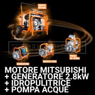 EVO-SYSTEM KIT MOTORE GENERATORE CORRENTE 2.8kW IDROPULITRICE POMPA ACQUE GRIGIE