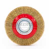 SPAZZOLA CIRCOLARE FILI ACCIAIO ONDULATI PER MACCHINA E MOLA DA BANCO LUNGA DURATA