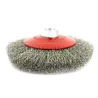 SPAZZOLA CONICA FILI INOX ONDULATI ATTACCO M14 SMERIGLIATRICE per PULITURA FERRO 