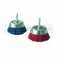 SPAZZOLA a TAZZA con FILI NYLON per TRAPANO con GAMBO 6mm per RUSTICATURA LEGNO MATERIALI TENERI