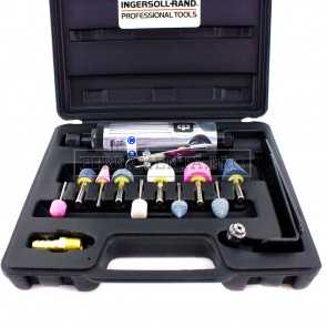 KIT MINI SMERIGLIATRICE DRITTA CON 10 PUNTE ad ARIA PNEUMATICA  per FORARE LUCIDARE LEVIGARE 