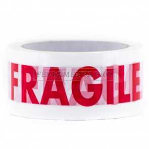 NASTRO ADESIVO BIANCO con scritta FRAGILE per IMABALLAGGIO 50mm 66m