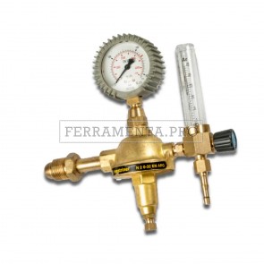 RIDUTTORE di PRESSIONE per ARGON MISCELA MIX con MANOMETRO e FLUSSOMETRO