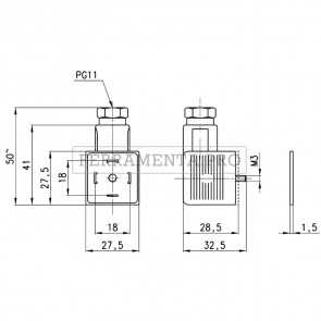 Camozzi 124-800 Connettore DIN EN 175 301-803-A per cavi PG9/PG11