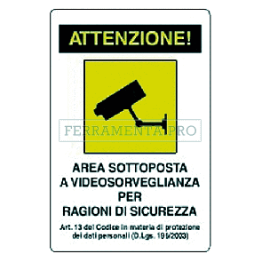 CARTELLO VIDEOSORVEGLIANZA cm 20 x 30