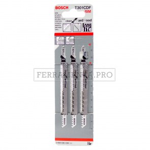 3 LAME SEGHETTO ALTERNATIVO BOSCH per TAGLIO PULITO LEGNO DURO 4 - 65 mm T301CDF