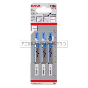 3 LAME SEGHETTO ALTERNATIVO BOSCH per TAGLIO METALLO LAMIERA 1 - 3 mm T118A