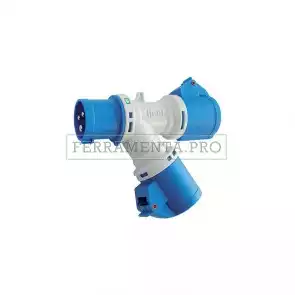 ADATTATORE SDOPPIATORE MOLTIPLICATORE SPINA INDUSTRIALE BLU 2P+T a 2 PRESE 2P+T