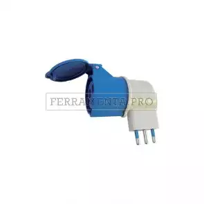 ADATTATORE da SPINA CIVILE 16A a PRESA INDUSTRIALE CEE BLU 2P+T 230V 16A