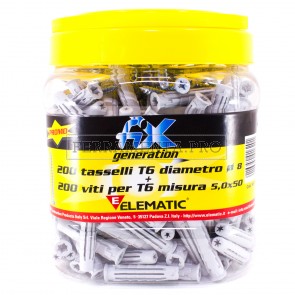 BOX KIT 200 Pz. TASSELLO TASSELLI in NYLON T6/VA con VITE 8x40mm