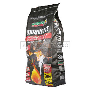 CARBONE VEGETALE Kg 3 ca. "BRIQUETTE " per GRILL BARBECUE GRIGLIA BRACE