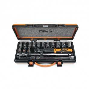 BETA 920MC/C14 - Assortimento di 14 chiavi a bussola  esagonali colorate e 5 accessori  in cassetta di lamiera