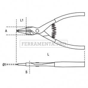 BETA 1036 - Pinza per anelli seeger esterni, becchi dritti