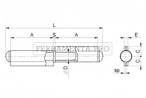 Cerniera a tappo 2 ali perno con rondella fissa zincata 110Z