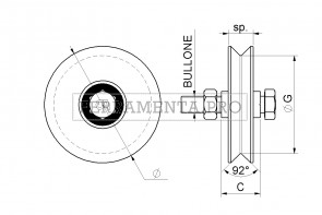 Ruota 1 cuscinetto gola V 402