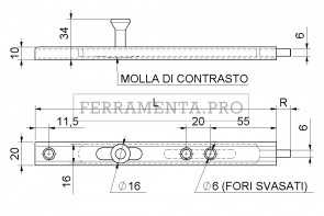 Catenaccio verticale a punta con fori verniciato 217