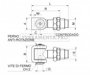 Cardine a cavallotto con boccola e controdado 376