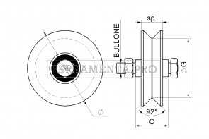 Ruota 2 cuscinetti gola V 407