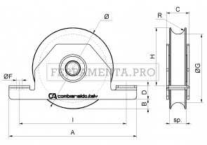 Ruota 1 cuscinetto gola tonda supporto interno 425