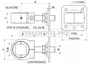Cardine Matrix con piastra e controdado 848