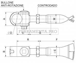 Cardine a fascetta con tubolare a murare e controdado 856