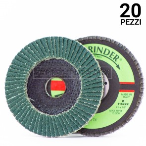 20 pezzi DISCO ABRASIVO LAMELLARE 115mm allo Zirconio con supporto FIBRA Fast Grinder DLF GRANA 40 DISCO ABRASIVO LAMELLARE 115mm allo Zirconio con supporto FIBRA Fast Grinder DLF