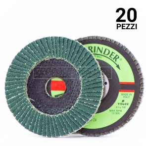 20 pezzi DISCO ABRASIVO LAMELLARE 115mm allo Zirconio con supporto FIBRA Fast Grinder DLF GRANA 80 DISCO ABRASIVO LAMELLARE 115mm allo Zirconio con supporto FIBRA Fast Grinder DLF