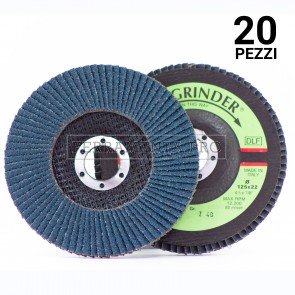 20 pezzi DISCO ABRASIVO LAMELLARE 125mm allo ZIRCONIO con supporto FIBRA Fast Grinder DLF GRANA 60 DISCO ABRASIVO LAMELLARE 125mm allo ZIRCONIO con supporto FIBRA Fast Grinder DLF