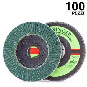 100 pezzi DISCO ABRASIVO LAMELLARE 115mm allo Zirconio con supporto FIBRA Fast Grinder DLF GRANA 40 DISCO ABRASIVO LAMELLARE 115mm allo Zirconio con supporto FIBRA Fast Grinder DLF