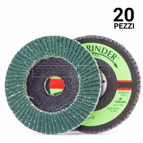 20 pezzi DISCO ABRASIVO LAMELLARE 115mm allo Zirconio con supporto FIBRA Fast Grinder DLF GRANA 80 DISCO ABRASIVO LAMELLARE 115mm allo Zirconio con supporto FIBRA Fast Grinder DLF