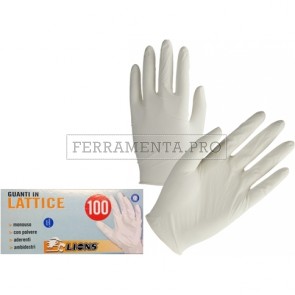 GUANTI LIONS MONOUSO LATTICE con POLVERE