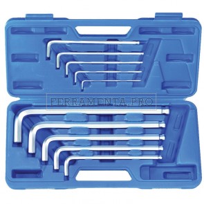SET 10 PEZZI, CHIAVI MASCHIO ESAGONALI PIEGATE XL, 3X130-17X340 MM
