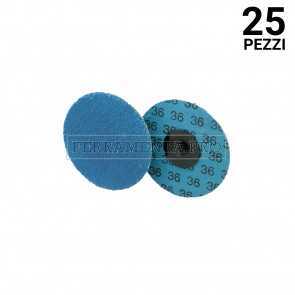 25 pezzi MINI DISCO ZIRCONIO REF. D.50 G80 MINI DISCO ABRASIVO ZIRCONIO REFRIGERATO ATTACCO RAPIDO TIPO ROLOC INOX METALLO