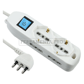 MULTIPRESA CON INTERRUTTORE 3 Schuko + 6 Bivalenti 10/16A