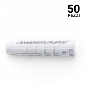 50 pezzi Tassello in nylon T6 10x50mm TASSELLO ANCORANTE UNIVERSALE in NYLON PLASTICA T6 PROFESSIONALE