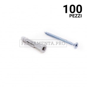 100 pezzi Tassello in nylon TPFC/V con vite 6x38mm TASSELLO ANCORANTE UNIVERSALE in NYLON PLASTICA con VITE TPFC/V PROFESSIONALI