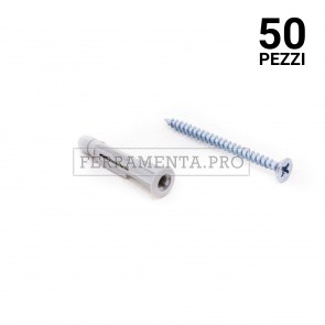 50 pezzi Tassello in nylon TPFC/V con vite 8x51mm TASSELLO ANCORANTE UNIVERSALE in NYLON PLASTICA con VITE TPFC/V PROFESSIONALI
