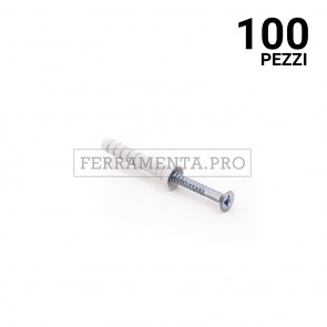 100 pezzi Tassello a colpo in nylon UCX/TS 6x70 mm con vite TASSELLO ANCORANTE con VITE A COLPO CHIODO PERCUSSIONE in NYLON PLASTICA UCX/TS
