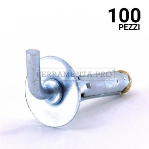 100 pezzi TASSELLO METALLICO T61/GC - 9x40 TASSELLO ANCORANTE METALLICO T61/GC con GANCIO CORTO