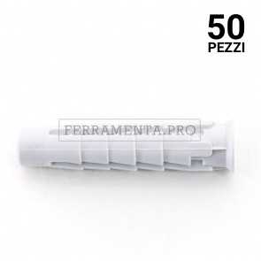 50 pezzi Tassello in nylon T6 10x50mm TASSELLO ANCORANTE UNIVERSALE in NYLON PLASTICA T6 PROFESSIONALE