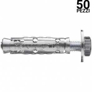 50 pezzi Tassello ancorante metallico LE/B10 15 x 75 mm con bullone 10 mm