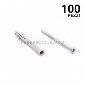 100 pezzi Tassello in nylon APR/V con vite 6x60mm TASSELLO ANCORANTE UNIVERSALE in NYLON PLASTICA con VITE PROLUNGATA APR/V