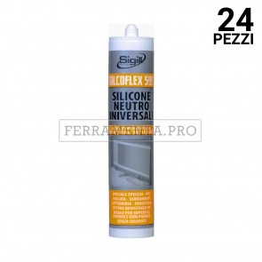 24 pezzi SILICONE SIGILLANTE SERRAMENTI SPECCHI Silcoflex 595 300ml TRASPARENTE