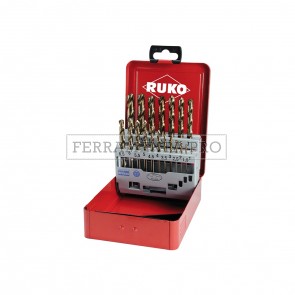 RUKO Set punte elicoidali Rettificate DIN 338 VA Standard HSSE-Co5 Oro