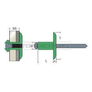 Rivit AFL129005 - Rivetto Alu/Acciaio NERO  4,0x20,0 TL12