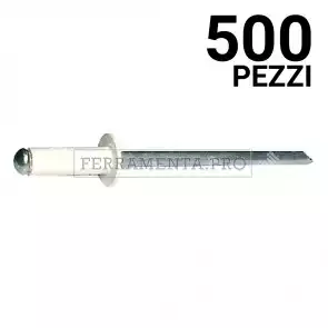 500 pezzi Rivit AFT1013 - Rivetto Alu/Acciaio TT BIANCO PERLA  4,8x12,0